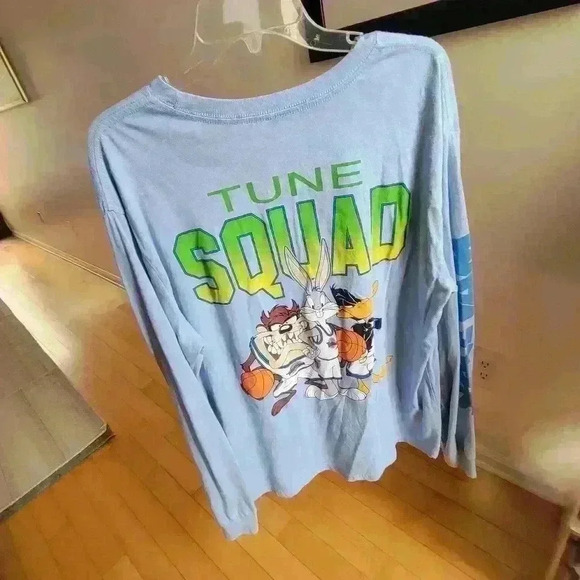 Space Jam Toon Squad Men's Long Sleeve T-Shirt Size XL Light Blue Graphic - Picture 1 of 15